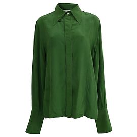 Camisa de crepe Victoria Beckham em seda verde