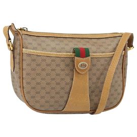 GUCCI Micro GG Supreme Web Sherry Line Bag PVC Beige Gold 89 02 032 Auth bs33296