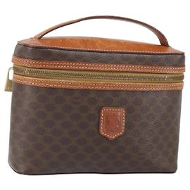 Céline Borsa a mano in tela Macadam CELINE in pelle PVC marrone oro Auth BA10398