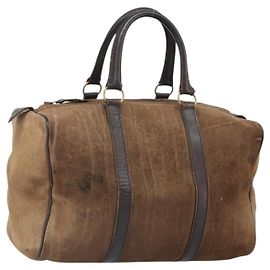 Christian Dior Trotter Canvas Handtasche aus Wildleder in Gold und Braun Auth 171625