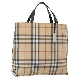 Borsa a mano in PVC beige con motivo Nova Check di BURBERRY Argento Auth 170920