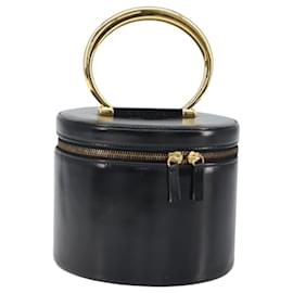 Céline Borsa a mano Vanity in pelle nera e oro Auth 169907V