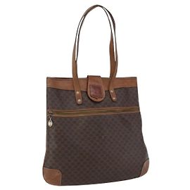 Céline Borsa tote in tela Macadam CELINE in pelle PVC marrone oro Auth bs33207