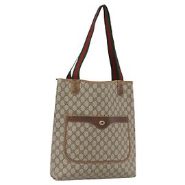 Borsa tote in PVC beige e rosso della linea Sherry GG Supreme di GUCCI 89 02 003 Auth ti3661