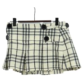 Gonna Burberry Nova Check Blue Label in lana bianca Auth 169946V