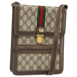 Borsa a Spalla GUCCI GG Supreme Web Sherry Line PVC Beige Rosso Auth ti3724