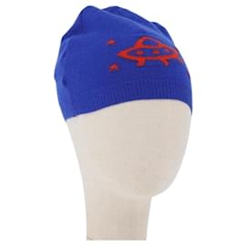 GUCCI GG Canvas Strickstoff Mütze Blau 748423 Auth bs33379