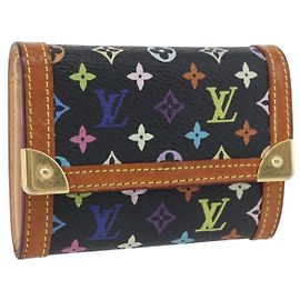 LOUIS VUITTON Monograma Multicolor Cartera Plana Negra M92656 Auth 169791