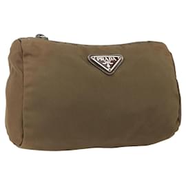 Pochette Prada Nylon Marrone Argento Auth bs33260