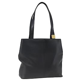 BURBERRY Tote Bag aus schwarzem Leder mit goldenen Akzenten Auth hk3488 - Burberry