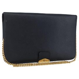Borsa a spalla in tela a nido d'ape Christian Dior con catena in PVC blu navy oro Auth BA10730
