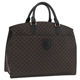 Céline CELINE Macadam Canvas Handtasche aus PVC-Leder in Schwarz und Gold Auth 171585