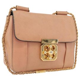 Chloé Chloe Chain Elsie Schultertasche Leder Rosa Gold Auth 171670