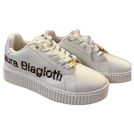 Autre Marque Zapatillas blancas Laura Biagiotti con detalle de estampado de leopardo