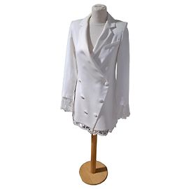 Autre Marque Rime Arodaky Abito da sposa stile giacca smoking bianco pizzo