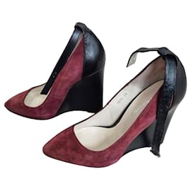 Sapatos de salto anabela bordeaux e preto - The Kooples