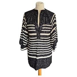 Autre Marque Giacca a righe bianco e nera di H&M decorata con paillettes
