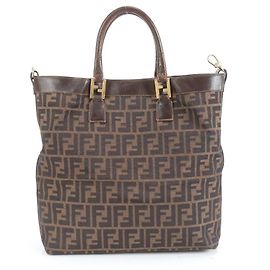Fendi Zucca-Muster goldbraune Leder-Tote