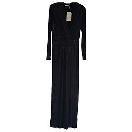 Autre Marque Maison d'Angel Ann Schwarzes Viskose Kleid mit Swarovski Kristallen