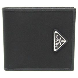 Prada Saffiano Tessuto Bi-Fold Wallet in Black
