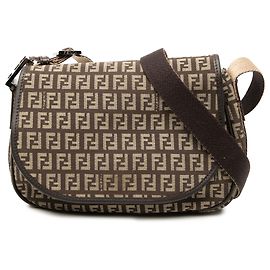 Borsa a tracolla in tela Zucchino marrone Fendi