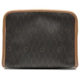 Pochette in tela rivestita nera con motivo a nido d'ape Dior