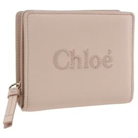 Chloé Portafoglio Compatto in Pelle Chloe Sense Rosa Oro Auth 149925V