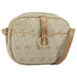 Schultertasche aus Honigwaben-Canvas PVC Beige Gold Auth 170997 Christian Dior
