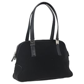 Borsa a mano Salvatore Ferragamo in nylon nero argento Auth BA10606