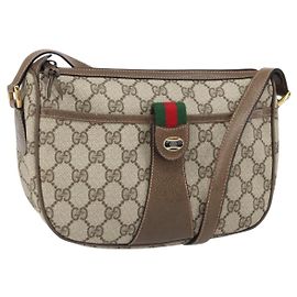 Bolsa Sherry Line GG Supreme Web da GUCCI em PVC bege e dourado 89 02 032 Auth 170109