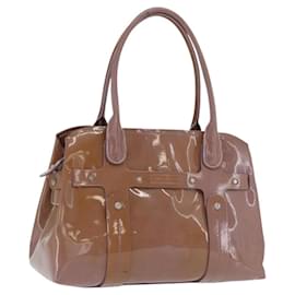 Salvatore Ferragamo Handtasche aus lackiertem Leder lila silber Auth BA10471