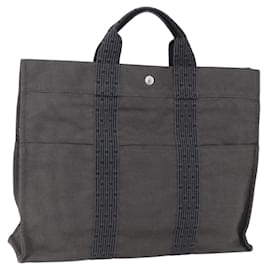 Hermès HERMES Borsa a Mano Her Line Tote MM in Tela Grigia Argento Autentica 172061