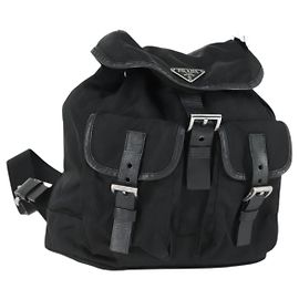PRADA Rucksack aus schwarzem Nylon mit Silber authentisch 169609