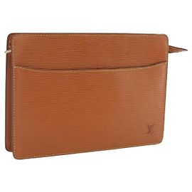 LOUIS VUITTON Pochette Uomo Epi Borsa Marrone Zipangu Oro M52528 LV Auth ka2290