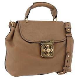 Chloé Borsa a mano in pelle Chloe Elise 2 in 1 marrone oro Auth BA10748