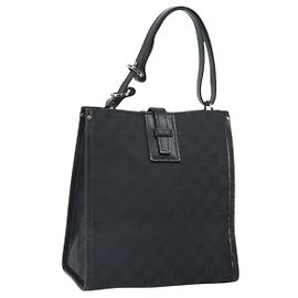 Borsa a mano in tela GG Gucci Nera Argento 110292 Auth hk3496