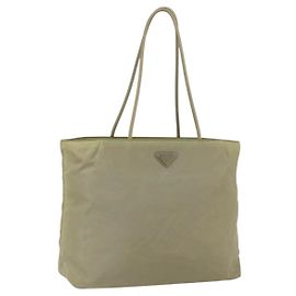 Borsa Tote Prada in nylon crema argento autentica ti3744