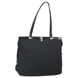 Borsa Tote Prada in Nylon Nero Argento Auth ti3730