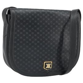 Céline Bolsa de Ombro em Lona Macadam CELINE PVC Preto Dourado Auth ka2364