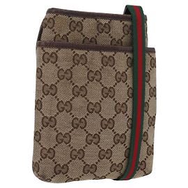 Borsa a Spalla Gucci GG Canvas Web Sherry Line Beige 141863 Auth bs33331