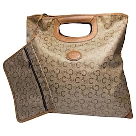 Céline Borsa tote in pelle monogramma C di Celine Paris vintage marrone beige