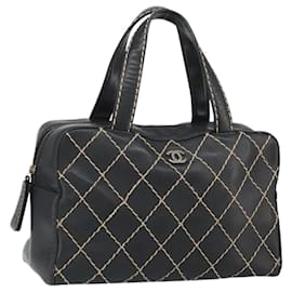 CHANEL Borsa a Mano Wild Stitch Pelle Nera Oro CC Auth BA10500V