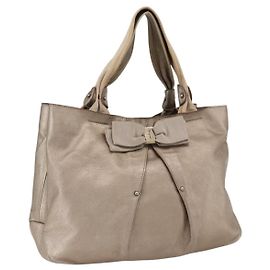 Borsa a mano Vara Ribbon in pelle dorata Salvatore Ferragamo Auth ka2355