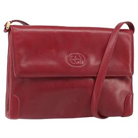 Gucci Borsa a Spalla in Pelle Rossa e Oro Auth BA10436