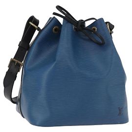 LOUIS VUITTON Borsa a Spalla Petit Noé Epi Bicolore Nero Blu M44152 Auth 171558