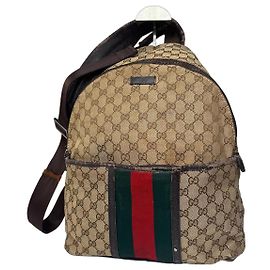 Zaino / borsa a tracolla vintage Gucci monogramma beige marrone
