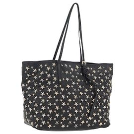 Borsa Tote in Pelle Nera e Oro Autentica BA10854 Jimmy Choo