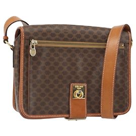 Céline Borsa a Spalla in Tela Macadam CELINE in Pelle PVC Marrone Oro Auth 171981