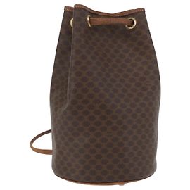 Céline Borsa a Spalla in Tela Macadam CELINE in Pelle PVC Marrone Oro Auth 171835