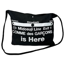 Comme Des Garcons Borsa a spalla in tela vintage Comme Des Garçons nera e bianca